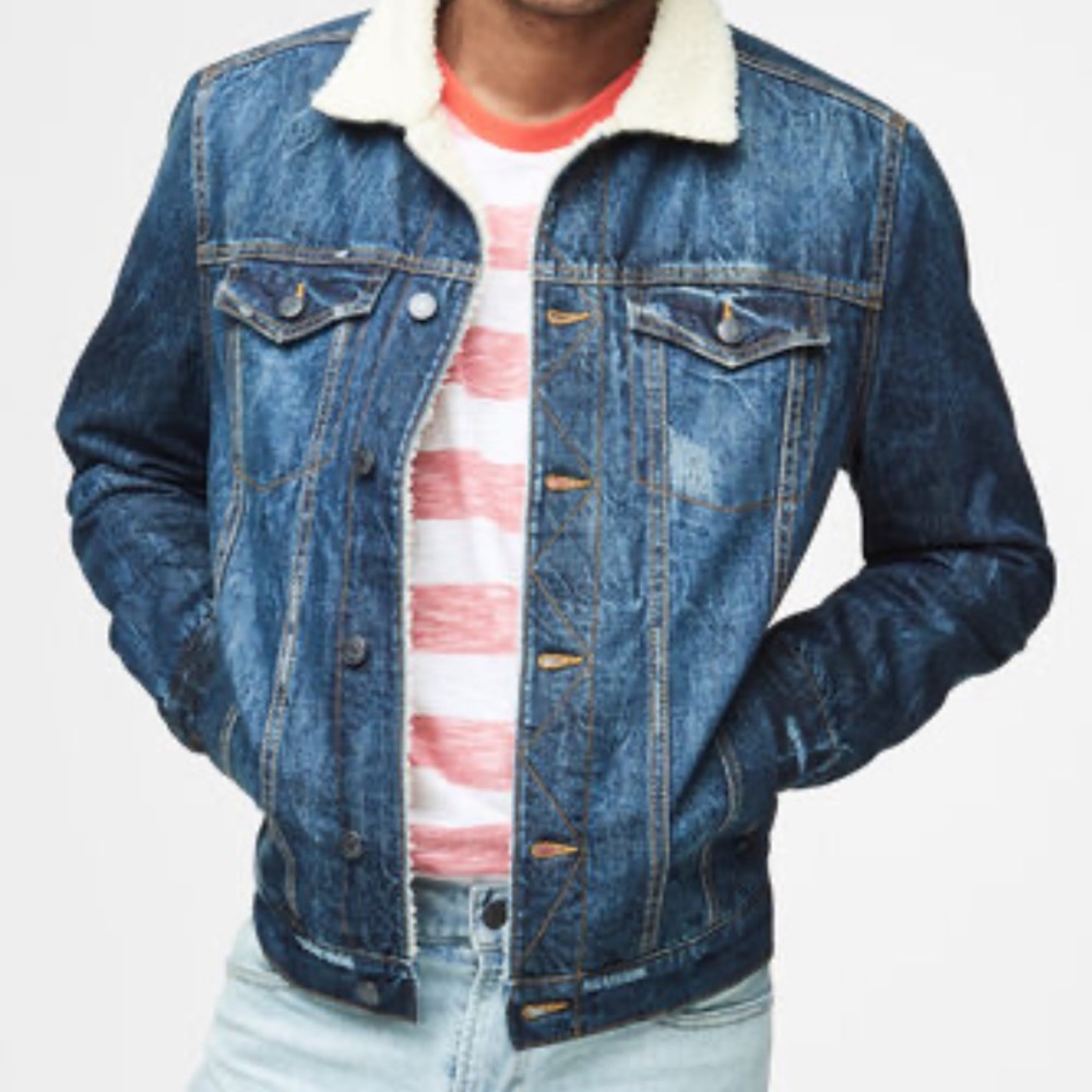 AEROPOSTALE Denim Sherpa Lined Trucker Jacket